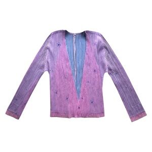 RARE Pleats Please Issey Miyake chiffon flower print cardigan
